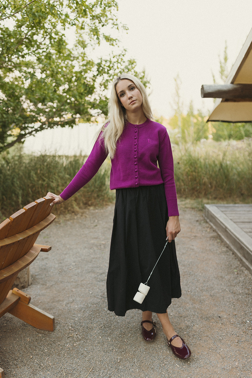 ELEMENTS Magenta Knit Cardigan