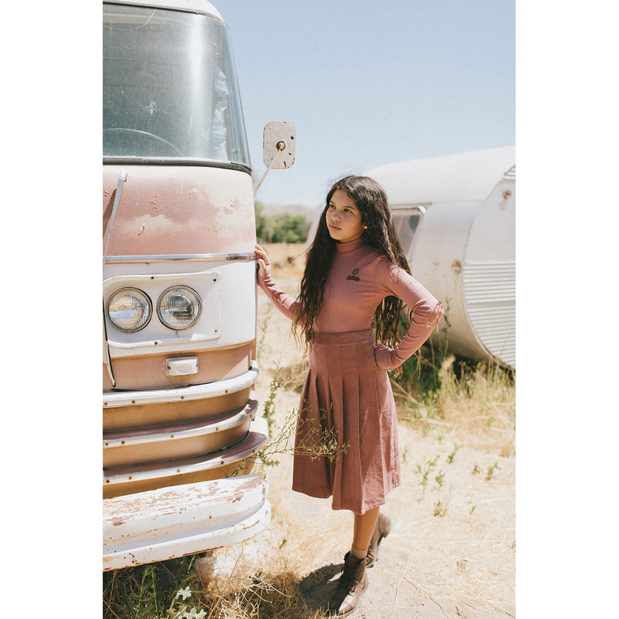 Clubhouse Pink Corduroy Belt Detail Pleated Skirt