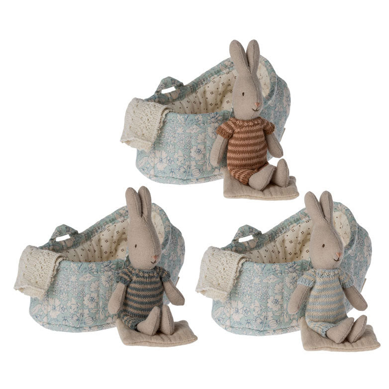 Maileg Rabbit In Carry Cot, Micro - 3 Pack