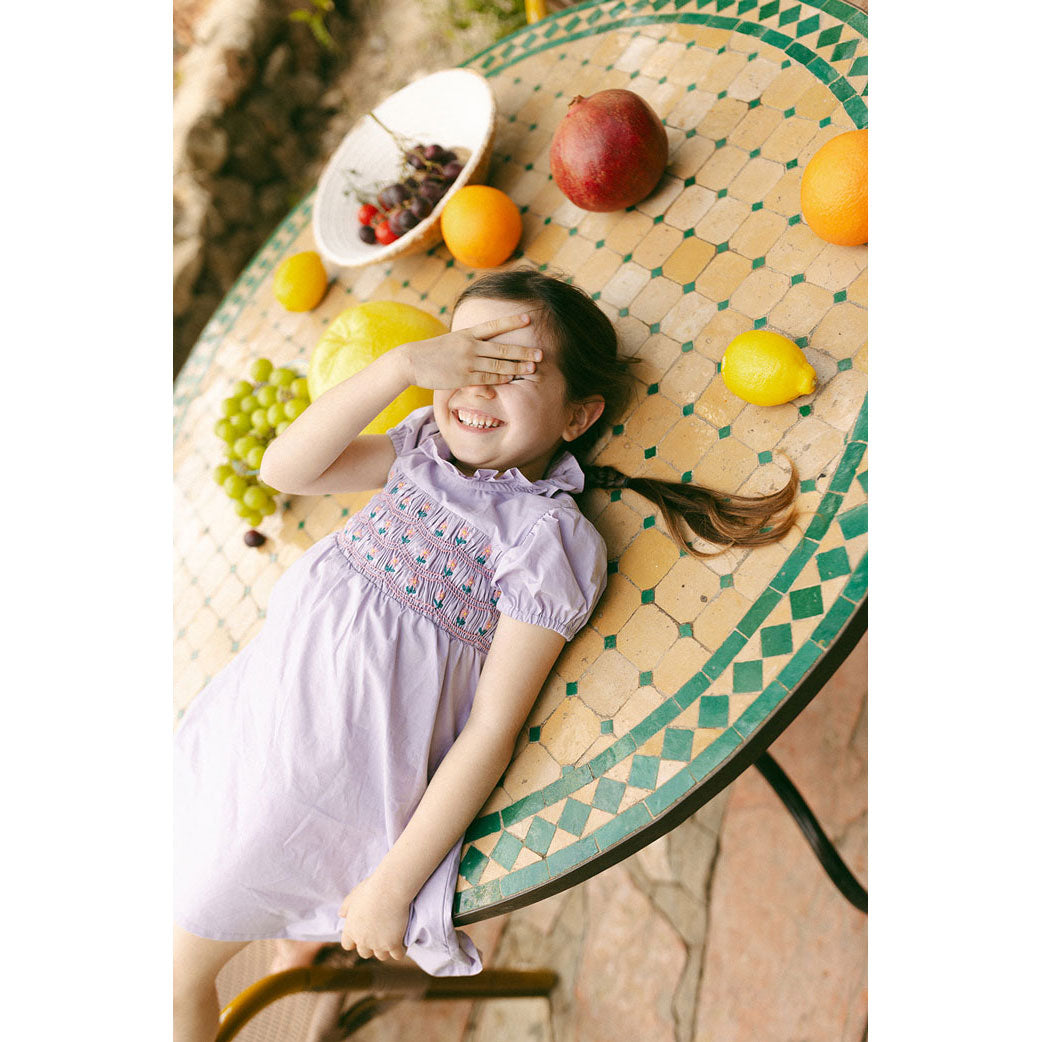 L by Ladida Lavendar Embroidered Short Sleeve Dress