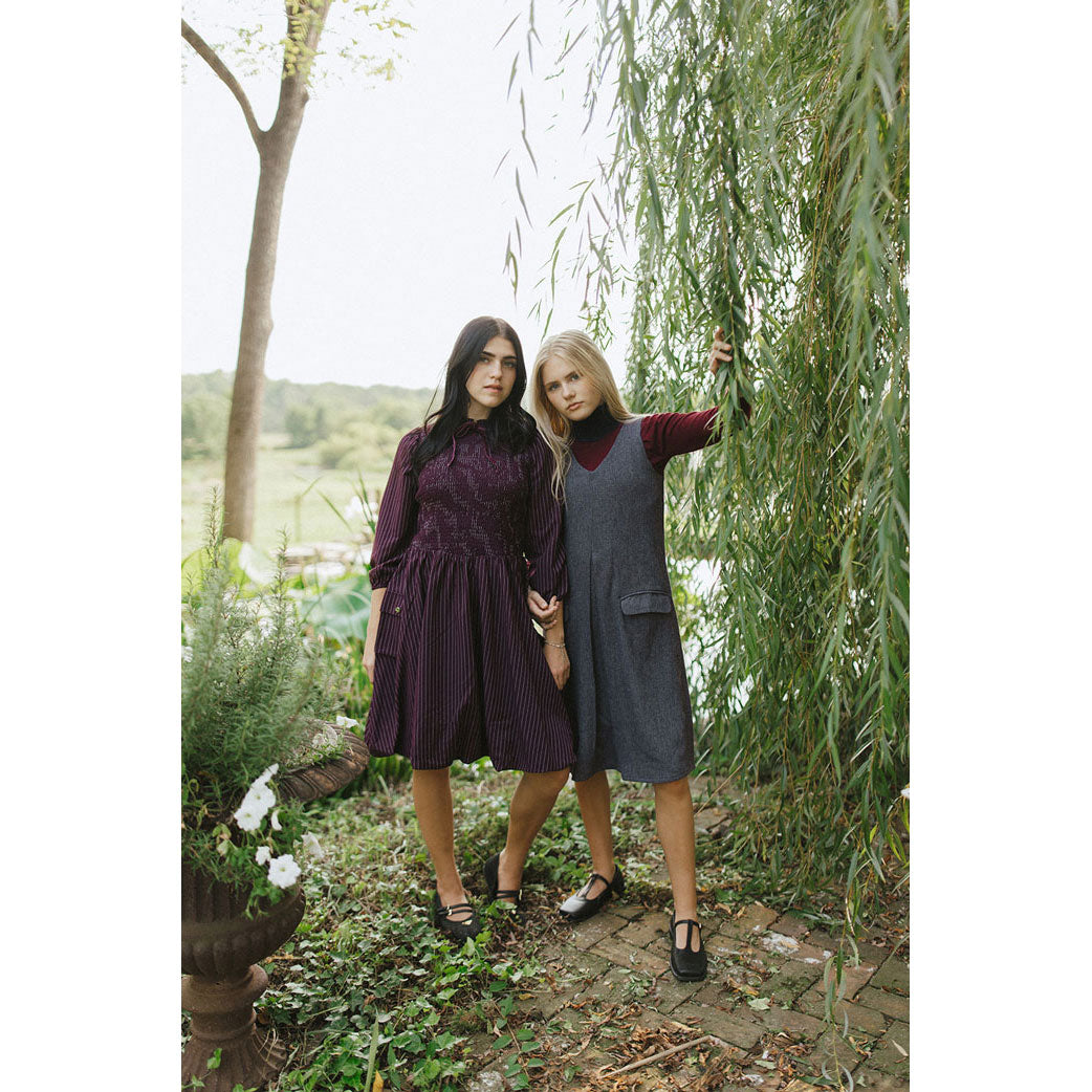 Darlin Wine Herringbone Smocked Dress