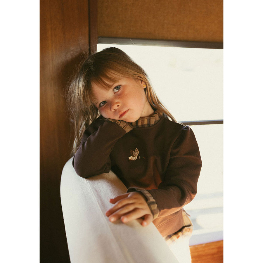 1984 Brown Duck Embroidered Ruffle Sweatshirt