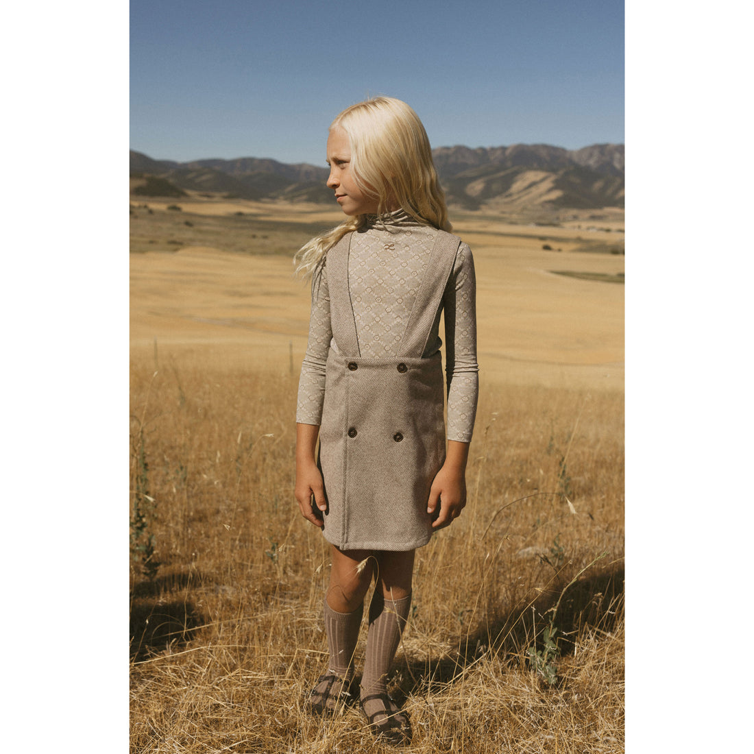 L by Ladida Brown Wool Herringbone Suspender Skirt