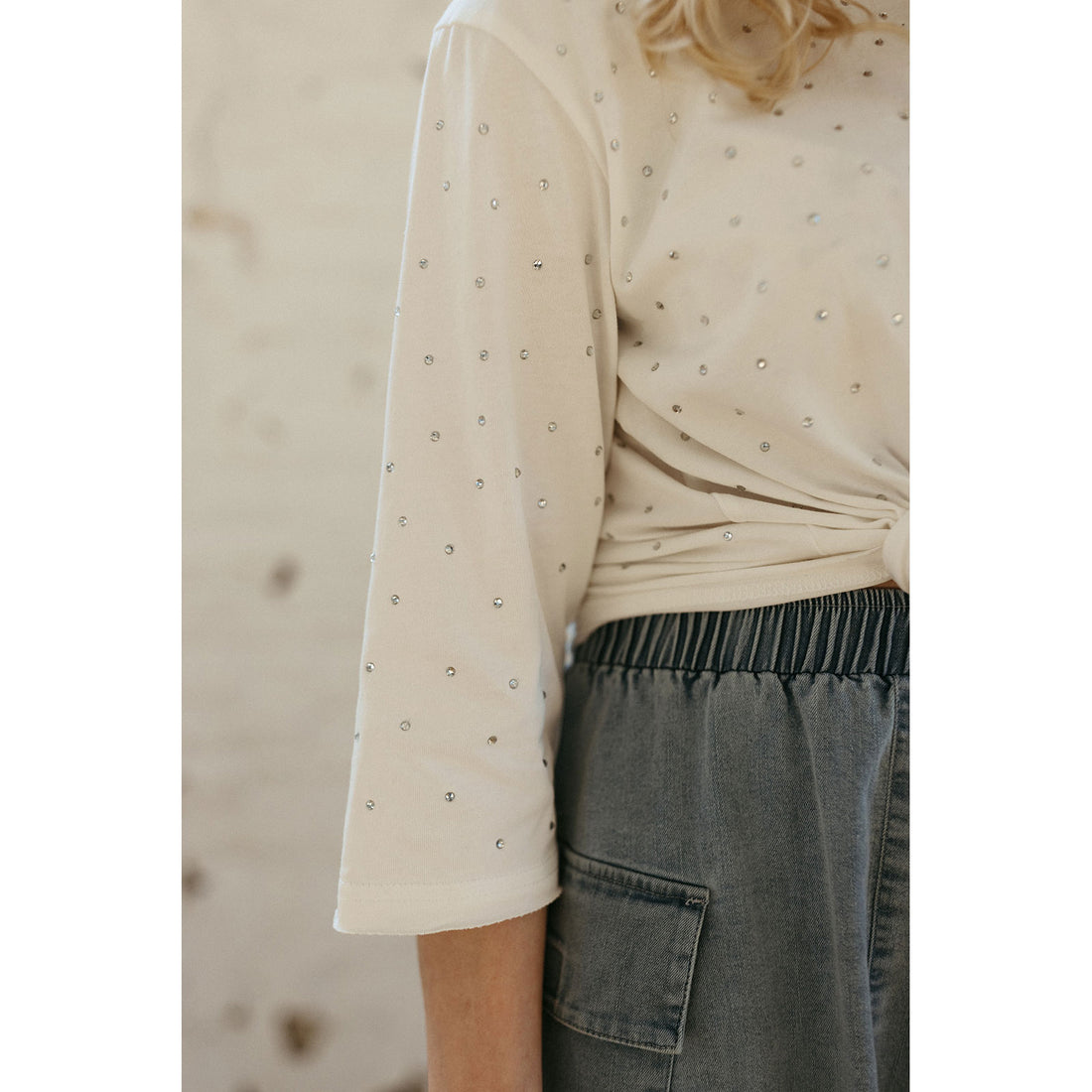 Elements White Rhinestones Boxy Tee