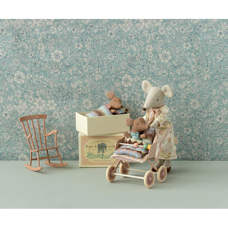 Maileg Sleepy Wakey Baby Mouse In Matchbox - Blue