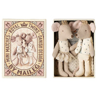 Maileg Royal Twin Mice, Little Sister And Brother In Match Box
