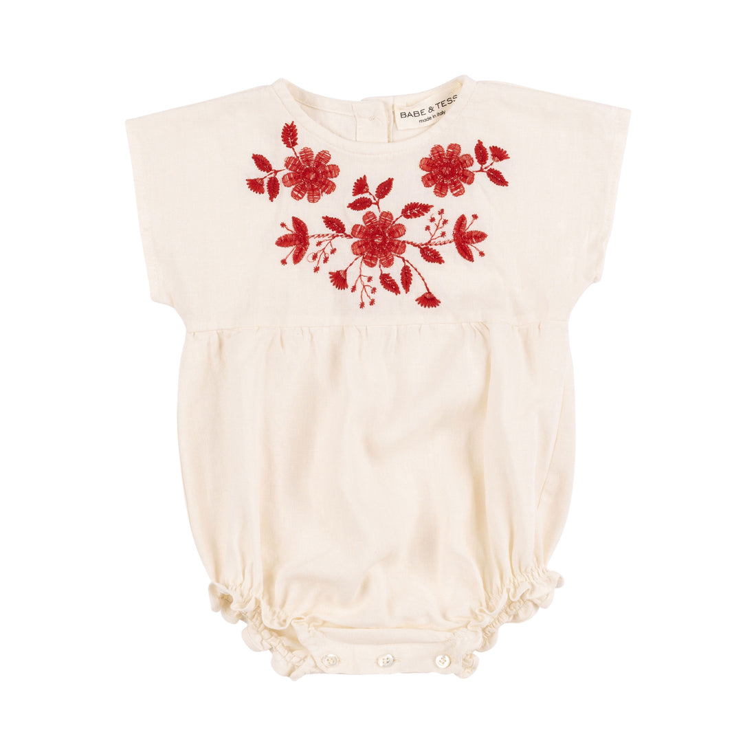 Babe and Tess Natural Red Embroidery India Romper