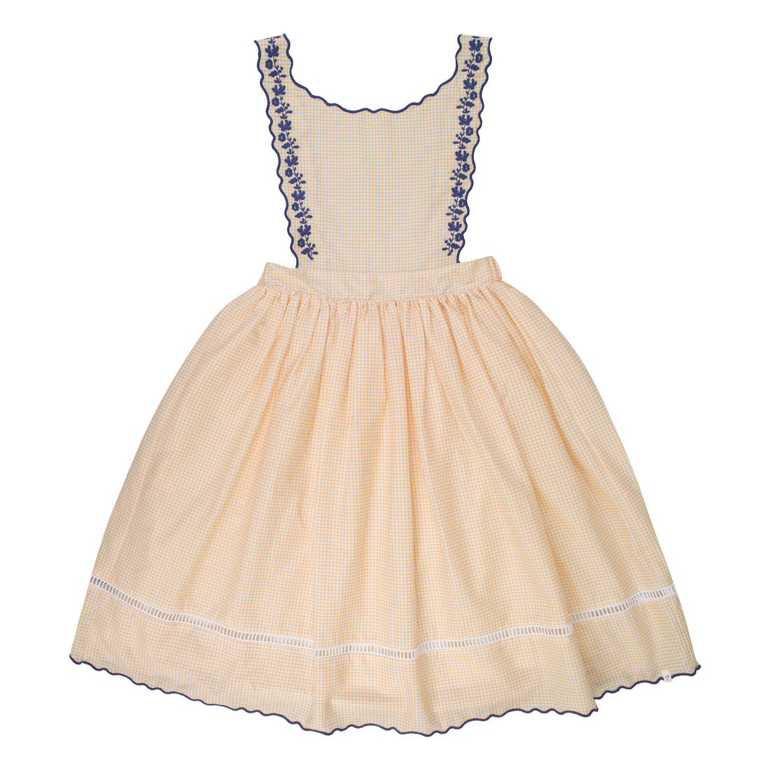 The Little Poets Vichy Yellow Embroidery Teresa Dress