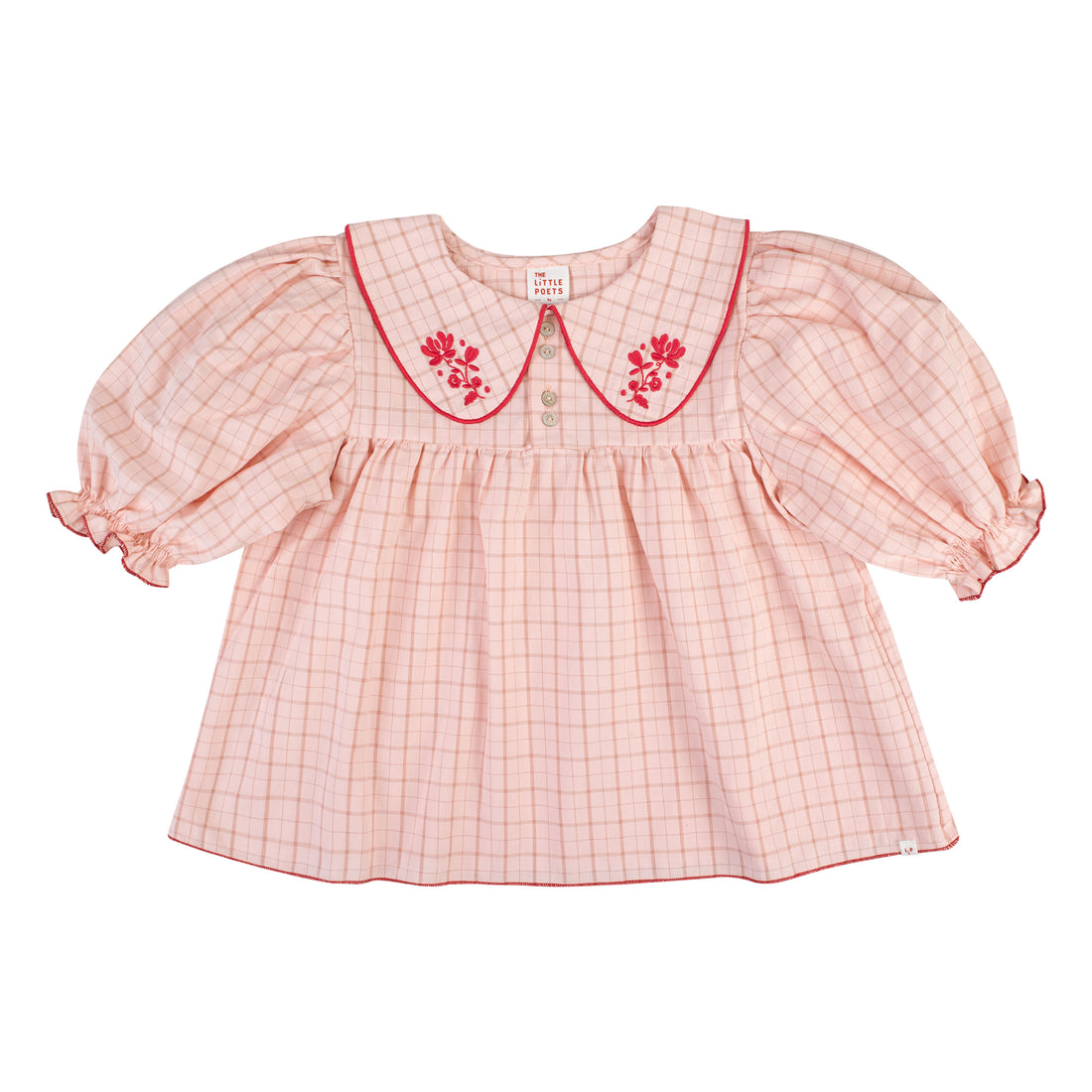 The Little Poets Vichy Rose Embroidered Hortense Shirt