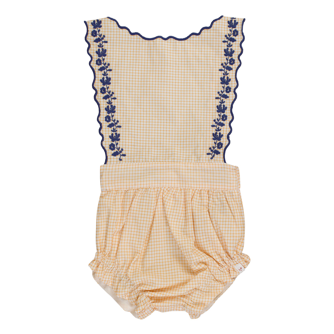 The Little Poets Vichy Yellow Embroidery Frida Romper