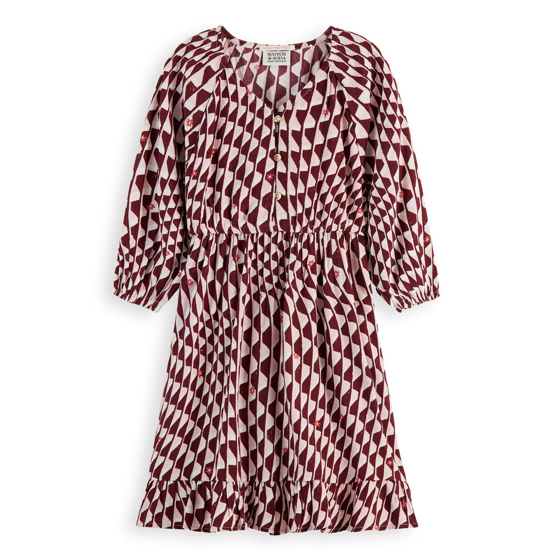 Scotch Shrunk Pink Wavy Printed Viscose Dress