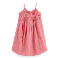 Scotch Shrunk Rose Pink Crinkle Cotton Strap Dress