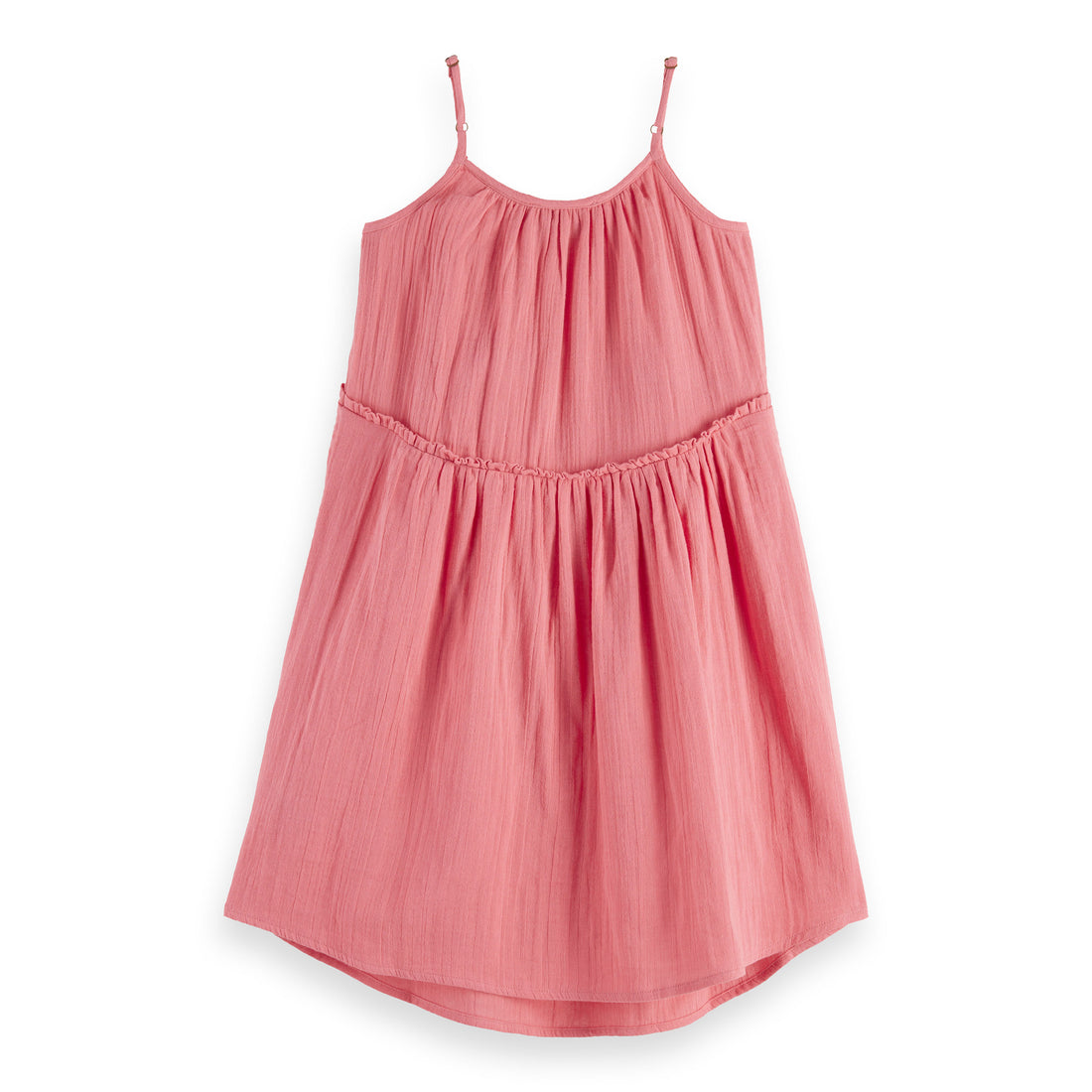 Scotch Shrunk Rose Pink Crinkle Cotton Strap Dress