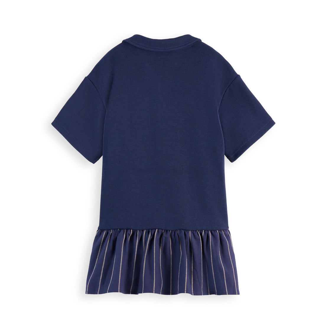 Scotch Shrunk Navy Striped Ruffles Sweat Dress
