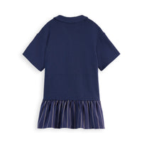 Scotch Shrunk Navy Striped Ruffles Sweat Dress