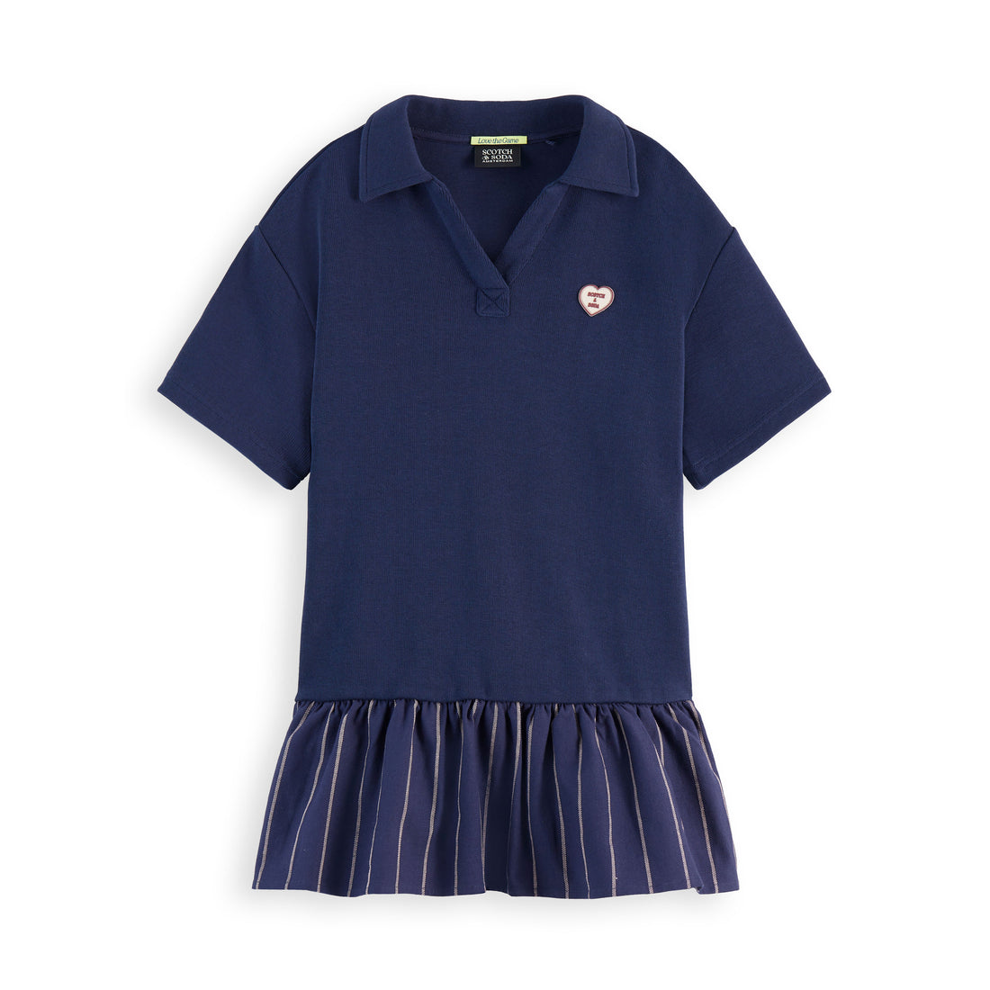 Scotch Shrunk Navy Striped Ruffles Sweat Dress