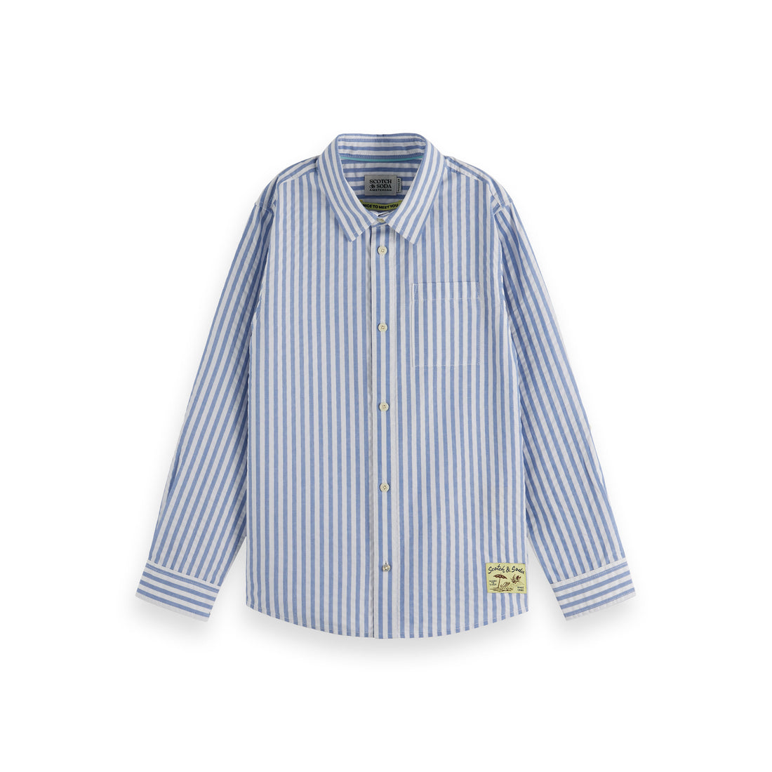 Scotch Shrunk Sky Blue Seersucker Striped Shirt