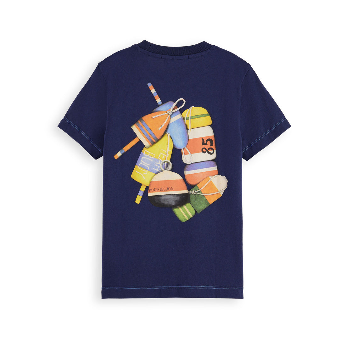 Scotch Shrunk Navy Front And Back Artwork T-Shirt