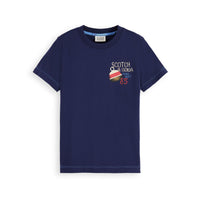 Scotch Shrunk Navy Front And Back Artwork T-Shirt