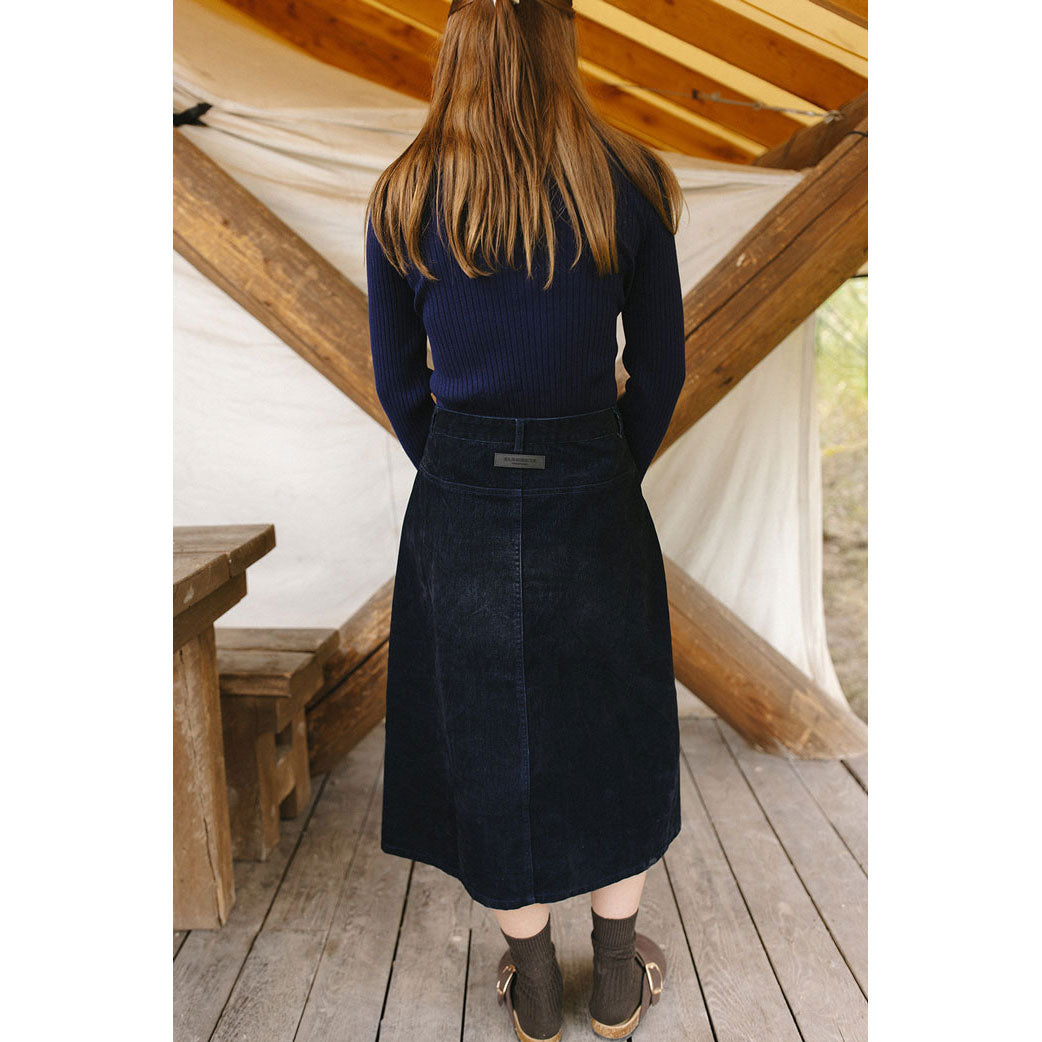 ELEMENTS Navy Denim Mid Calf Skirt