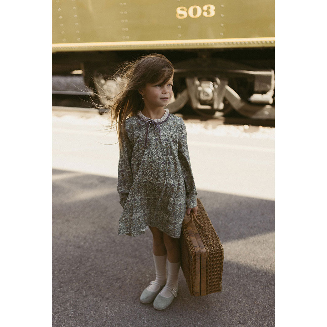 1984 Mocha Floral Pleated Dress