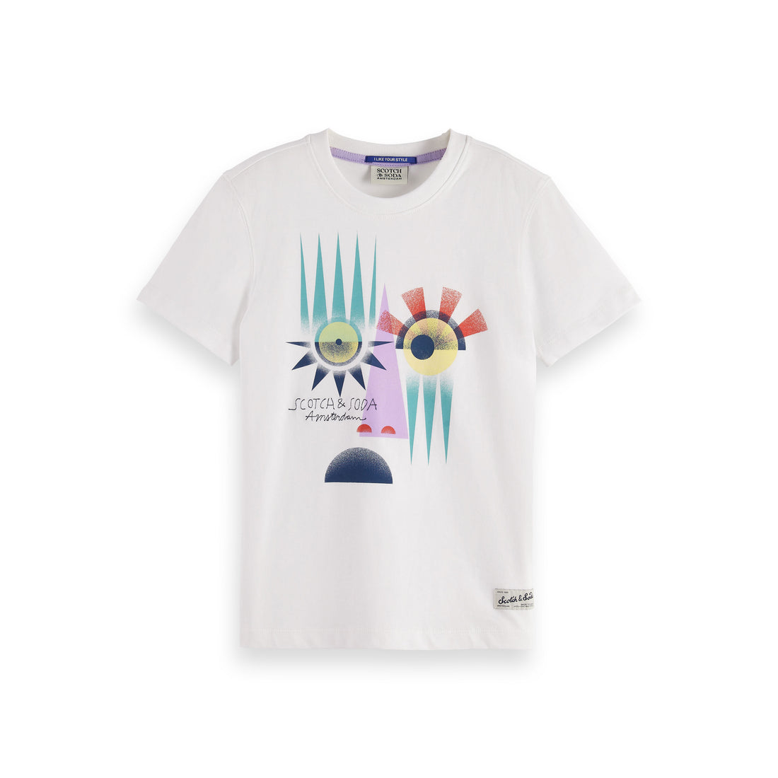 Scotch Shrunk White Organic Cotton Artwork T-Shirt