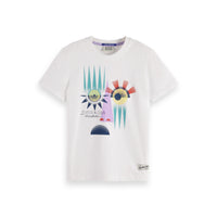 Scotch Shrunk White Organic Cotton Artwork T-Shirt