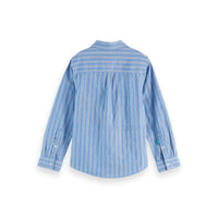 Scotch Shrunk Blue/ Agate Green Stripe Yarn-Dyed Shirt
