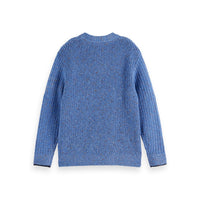 Scotch Shrunk Faded Denim Melange Cable Knit Pullover