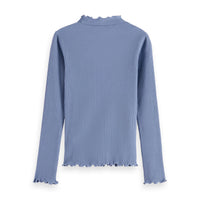 Scotch Shrunk Faded Denim Mock Neck Ribbed T-Shirt