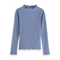 Scotch Shrunk Faded Denim Mock Neck Ribbed T-Shirt