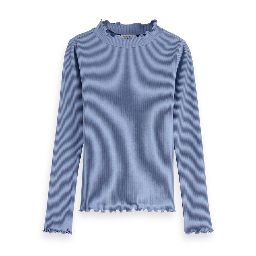 Scotch Shrunk Faded Denim Mock Neck Ribbed T-Shirt