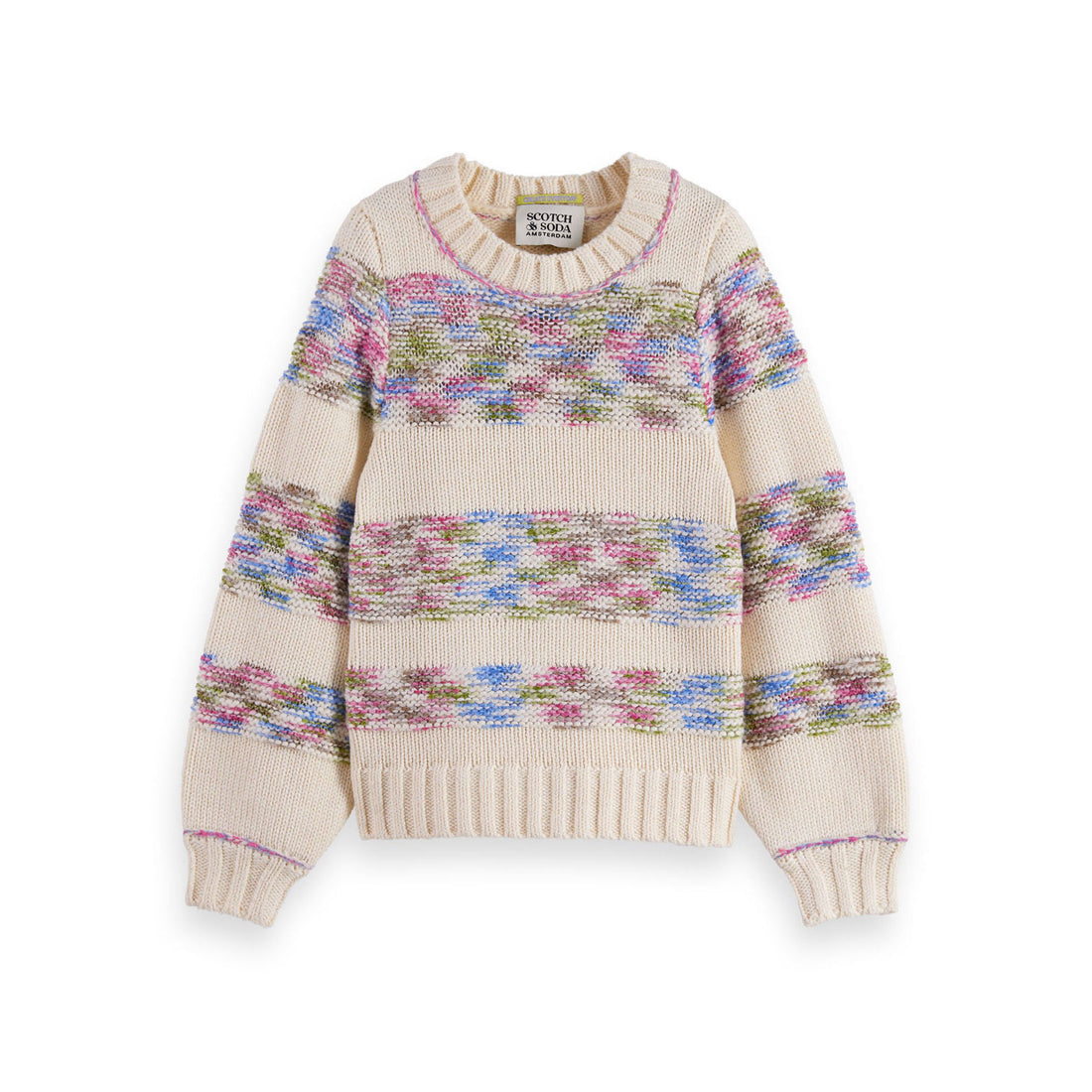 Scotch Shrunk Eggnog  Yarn Striped Pullover