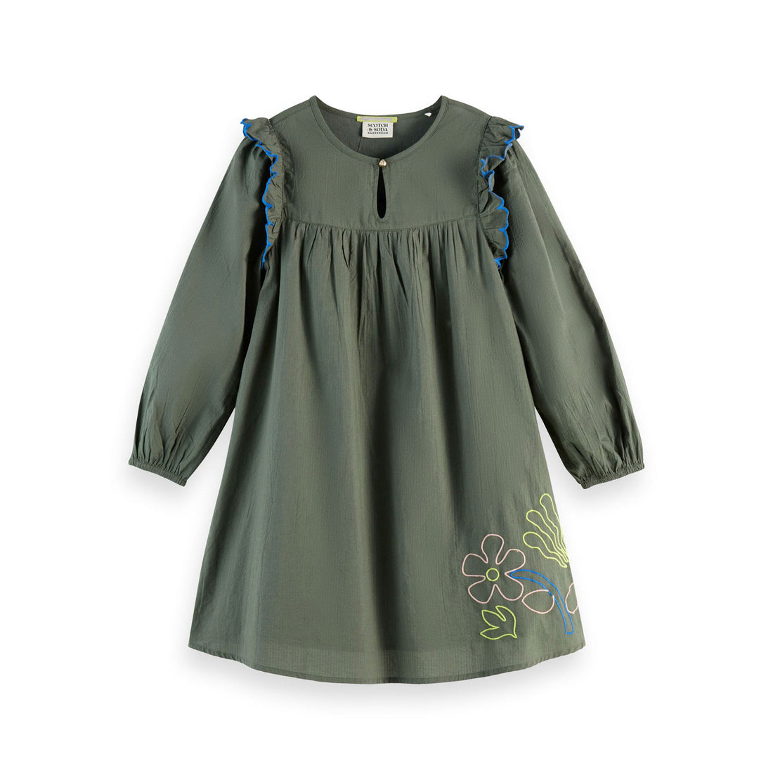 Scotch Shrunk Thyme Seersucker Embroidered Dress