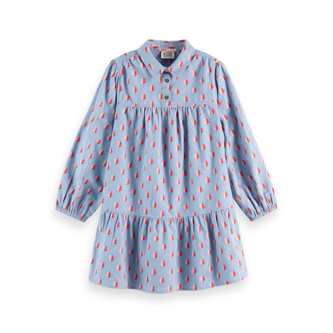 Scotch Shrunk Diamond Leaf Flannel Printed Dress