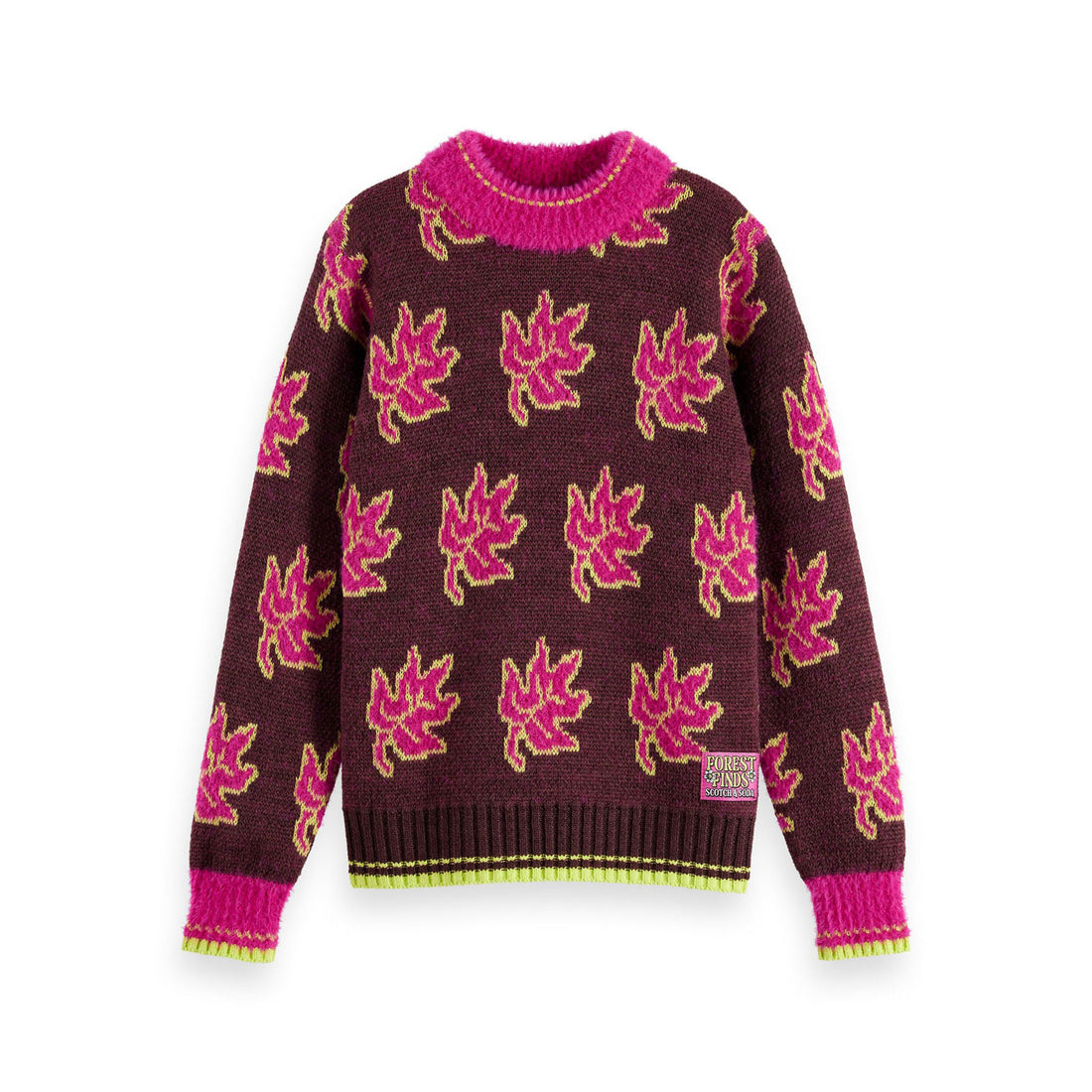Scotch Shrunk Pixel Leaf Knit Fudge Jacquard Pullover