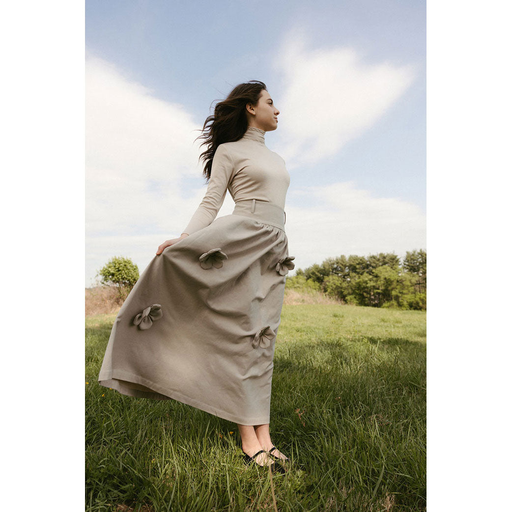 Ava and Lu Beige Neck Detailed Turtleneck