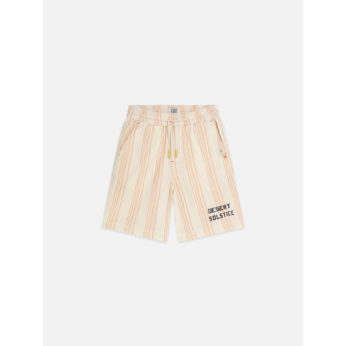 Scotch Shrunk Eggnog Stripe Embroidery Shorts
