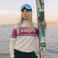 ELEMENTS Ivory Stripe Chest Logo Sweater