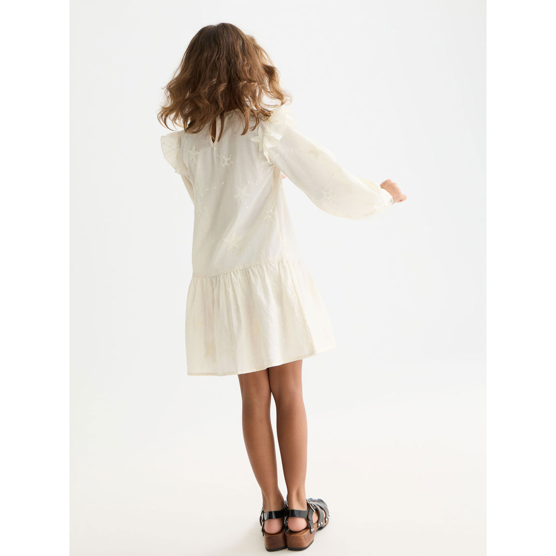 Scotch Shrunk Eggnog Fringe Embroidered Dress