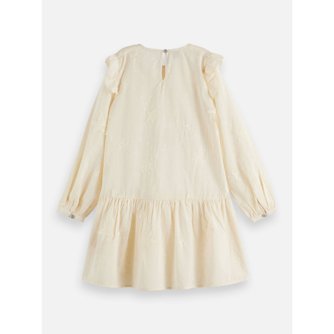 Scotch Shrunk Eggnog Fringe Embroidered Dress