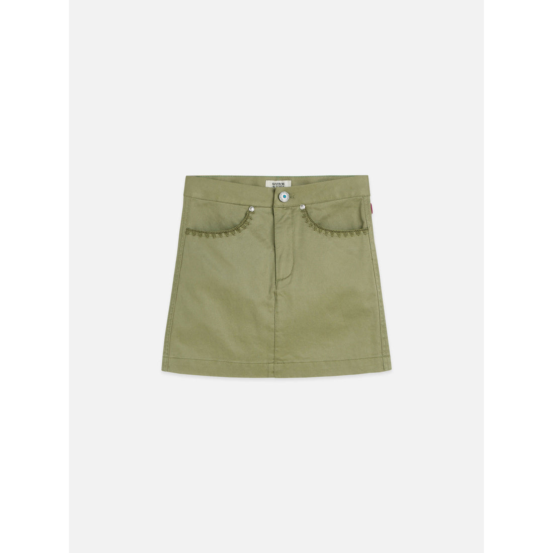 Scotch Shrunk Oil Green Twill Mini Skirt