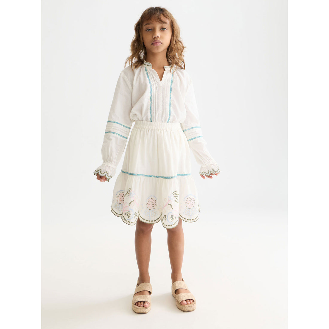Scotch Shrunk Eggnog Embroidered Hem Skirt