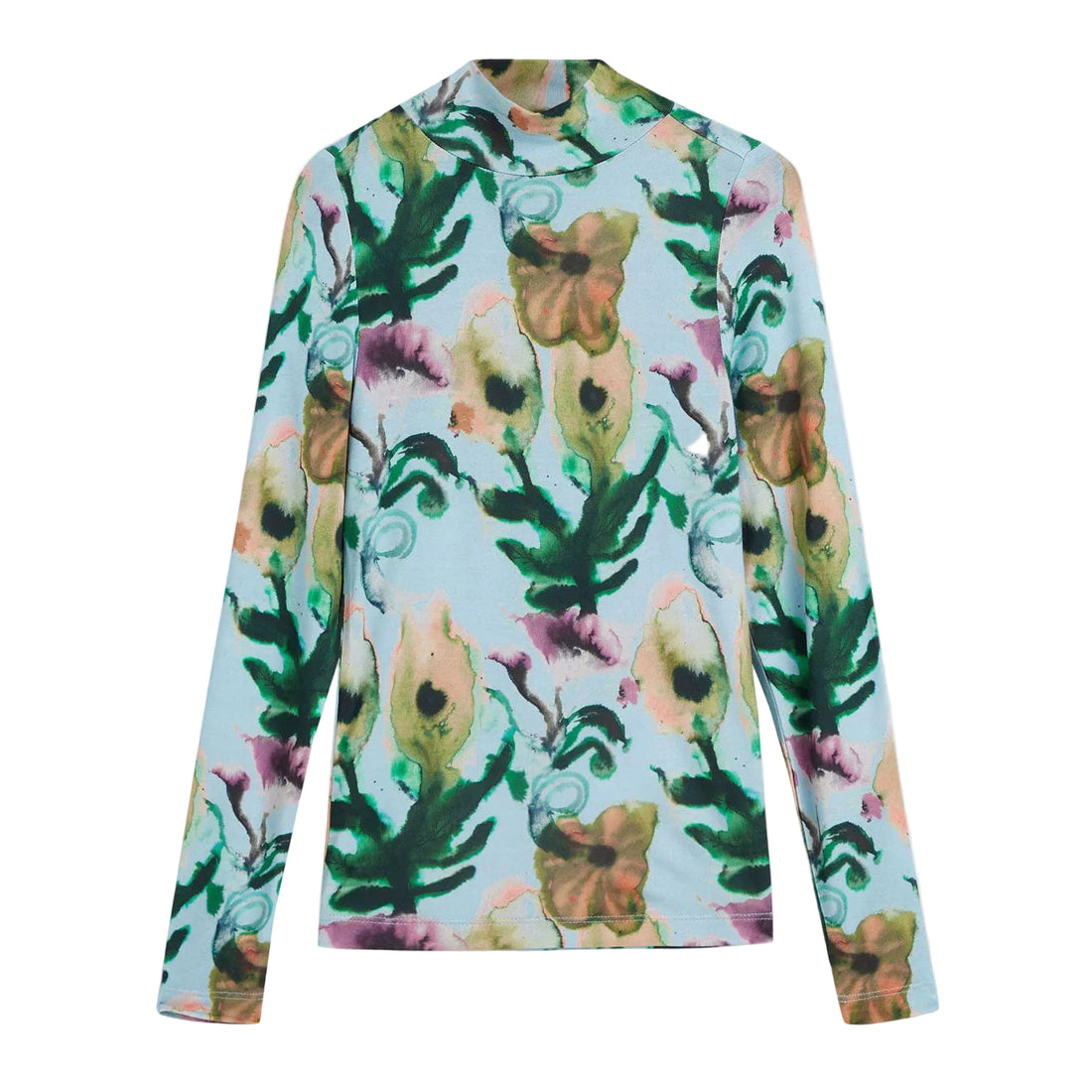 Scotch Shrunk  Watercolor Flower Cerulean Printed Viscose Tee