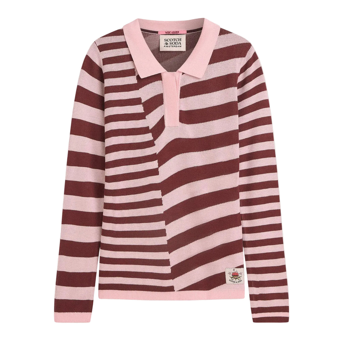 Scotch Shrunk  Orchid Pink / New Maroon Stripe Polo