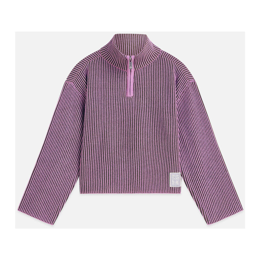 Scotch Shrunk  African Violet / Olive Half Zip Chenille Boxy Pullover