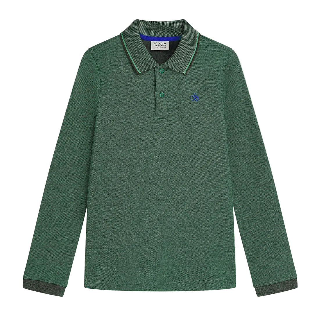 Scotch Shrunk  Green Melange Contrast Tipping Pique Polo