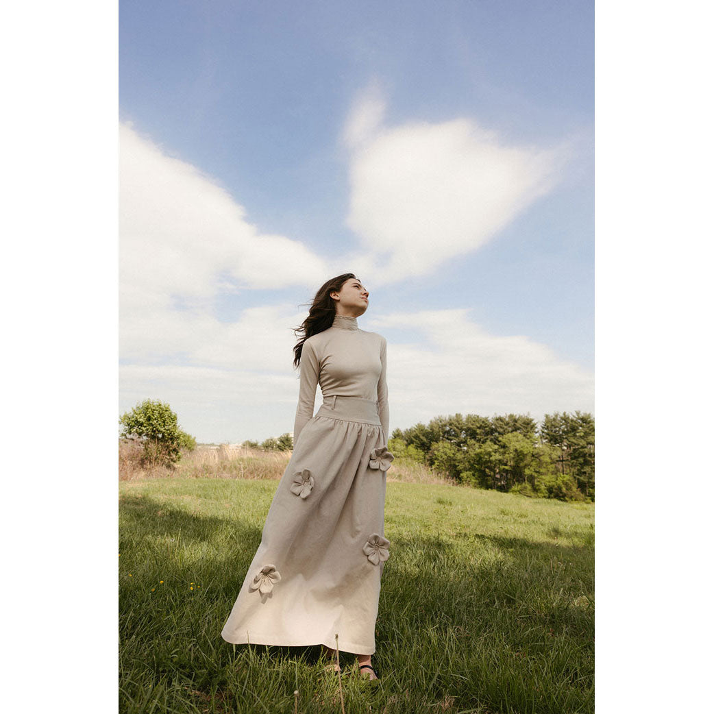 Ava and Lu Beige Flower Detailed Skirt