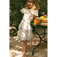 L by Ladida Cream Embriodered Overall Tiered Skirt