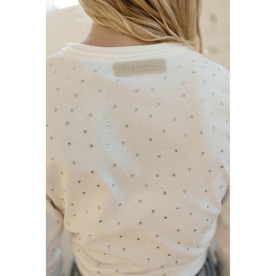 Elements White Rhinestones Boxy Tee